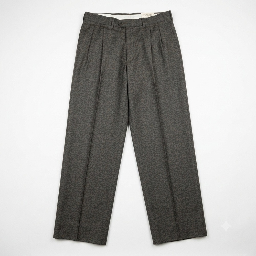 Vintage Kuppenheimer Mens Dress Pants 34x30 Brown 100% Wool Pleated Slacks